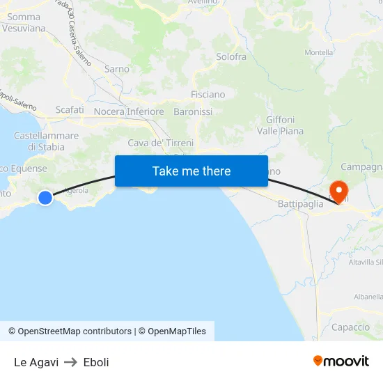 Le Agavi to Eboli map