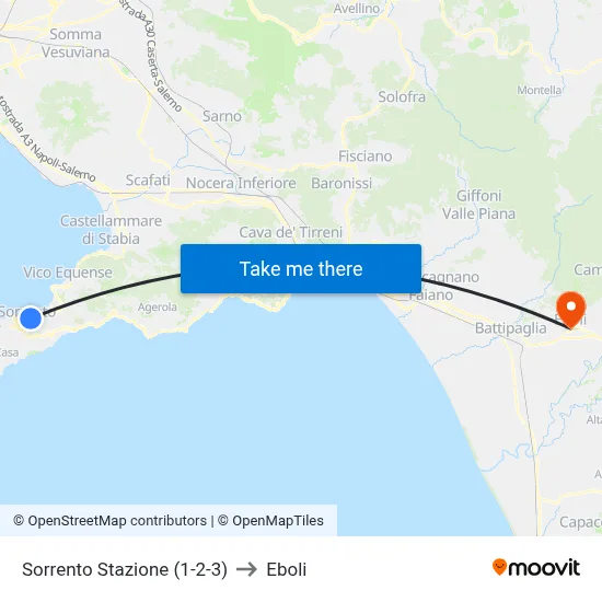 Sorrento Station (1-2-3) to Eboli map