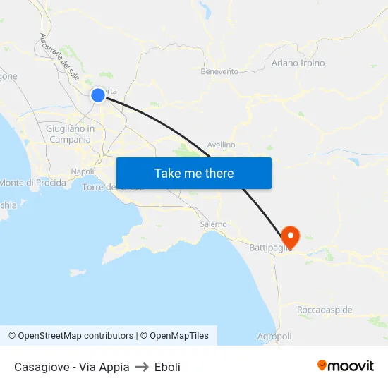 Casagiove - Appia Road to Eboli map