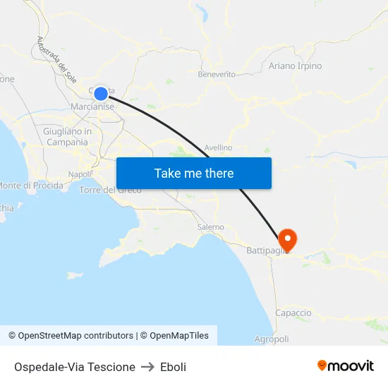 Hospital-Tescione Street to Eboli map