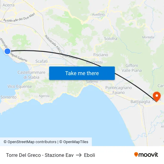 Torre Del Greco - Stazione Eav to Eboli map