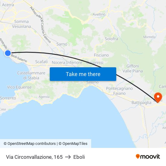 Via Circonvallazione, 165 to Eboli map