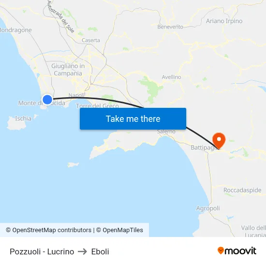 Pozzuoli - Lucrino to Eboli map