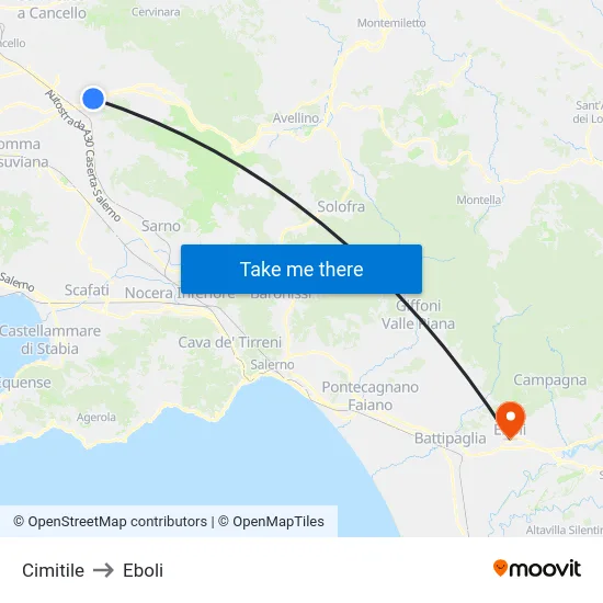 Cimitile to Eboli map