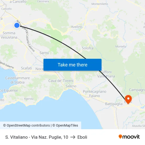 S. Vitaliano - Puglie National Road, 10 to Eboli map