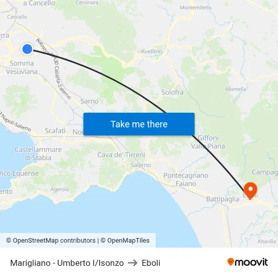 Marigliano - Umberto I/Isonzo to Eboli map