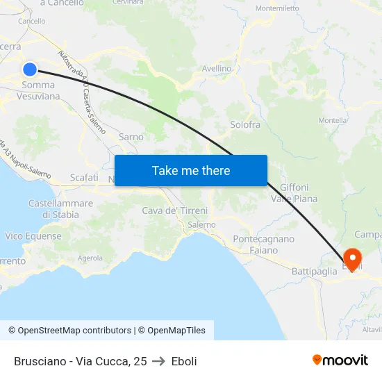 Brusciano - Via Cucca, 25 to Eboli map