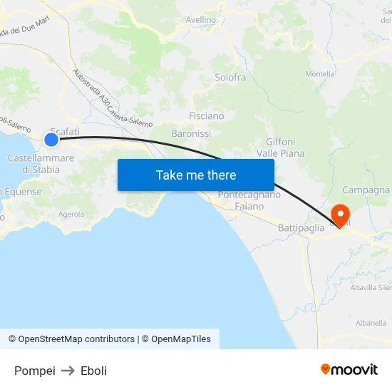 Pompei to Eboli map