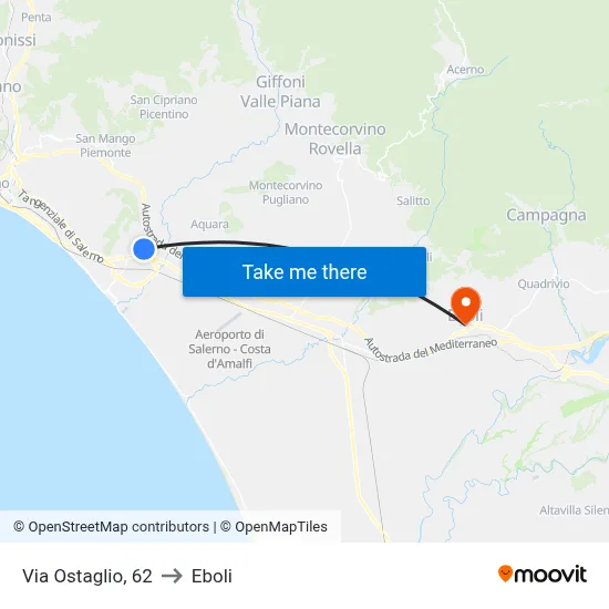 Ostaglio Street 62 to Eboli map