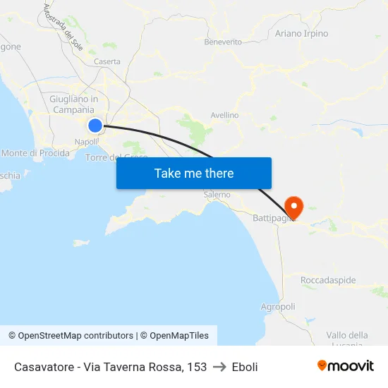 Casavatore - Via Taverna Rossa, 153 to Eboli map