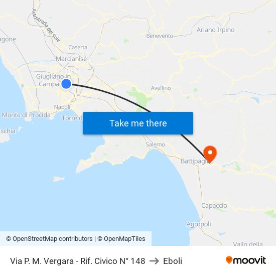 Via P. M. Vergara - Rif. Civico N° 148 to Eboli map