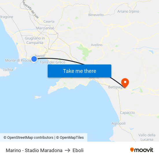 Marino - Stadio Maradona to Eboli map