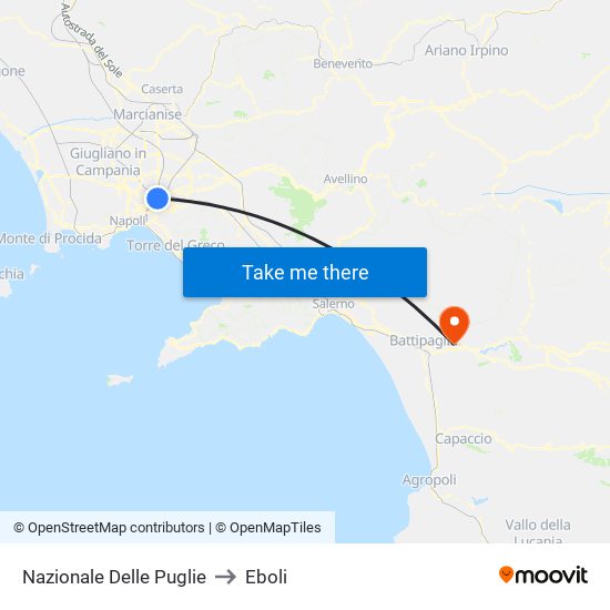 Nazionale Delle Puglie to Eboli map