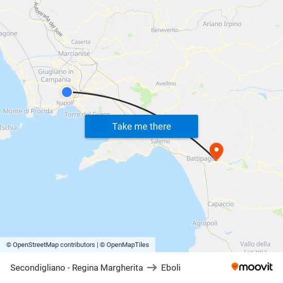 Secondigliano - Regina Margherita to Eboli map