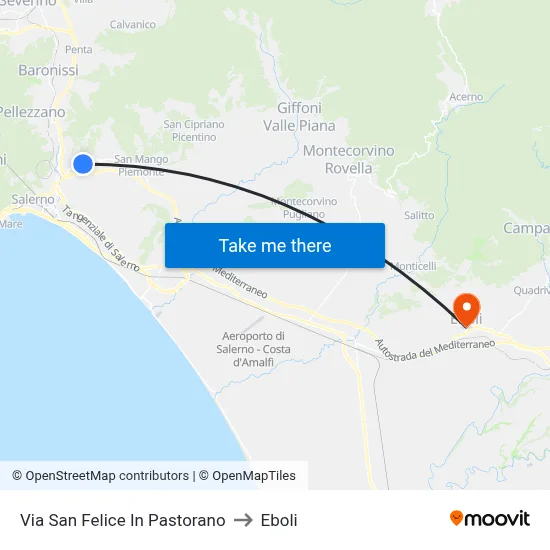 Via San Felice In Pastorano to Eboli map