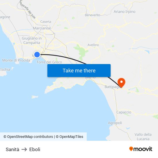 Sanità to Eboli map