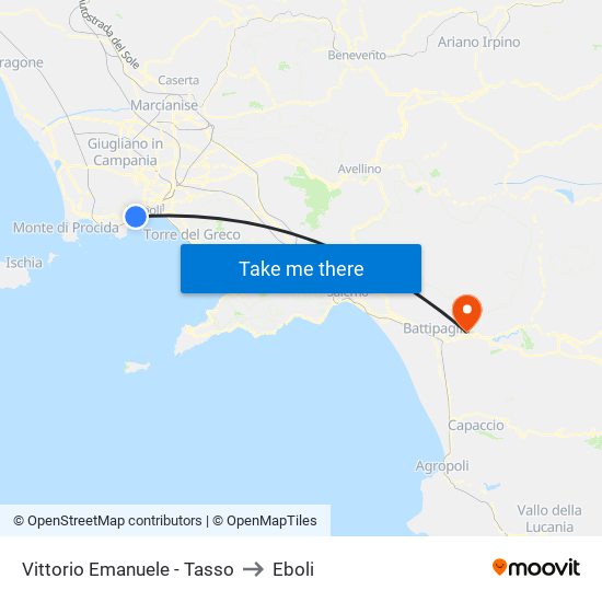 Vittorio Emanuele - Tasso to Eboli map