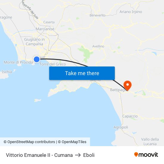 Vittorio Emanuele II - Cumana to Eboli map