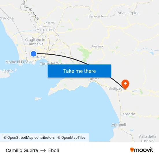Camillo Guerra to Eboli map