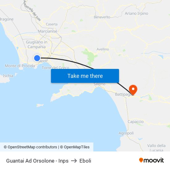 Guantai Ad Orsolone - Inps to Eboli map