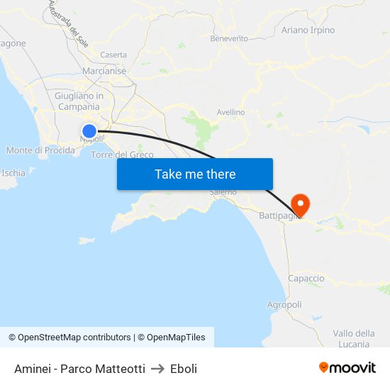 Aminei - Parco Matteotti to Eboli map