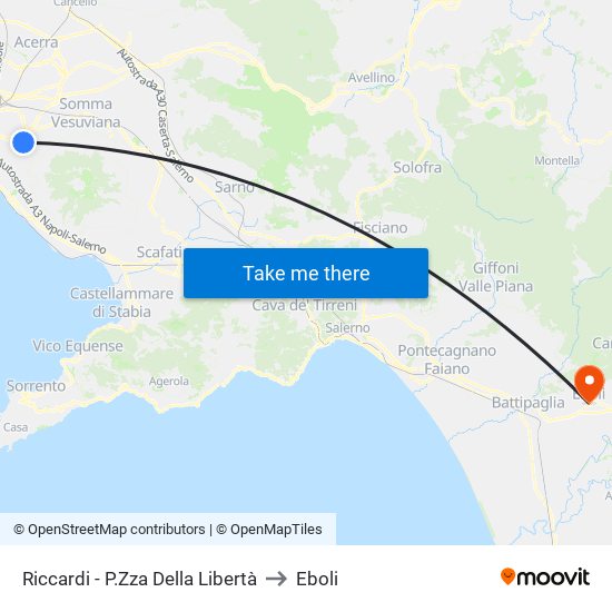 Riccardi - P.Zza Della Libertà to Eboli map