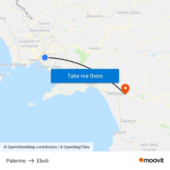 Palermo to Eboli map