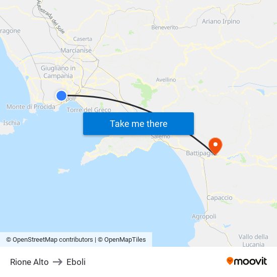 Rione Alto to Eboli map