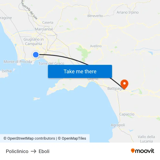 Polyclinic to Eboli map