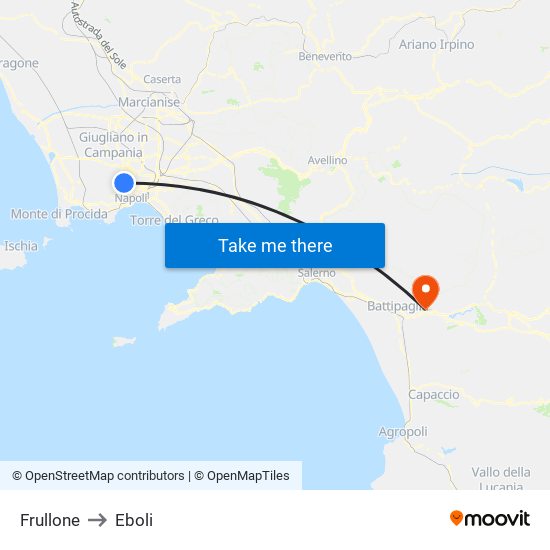 Frullone to Eboli map