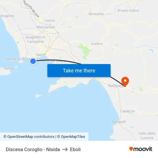 Coroglio Descent - Nisida to Eboli map