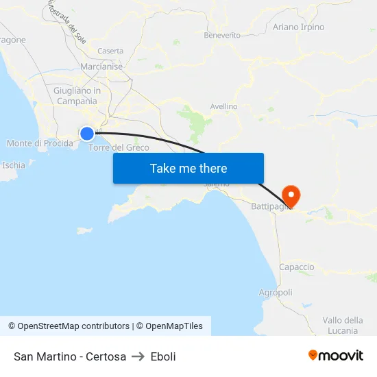 San Martino - Monastery to Eboli map