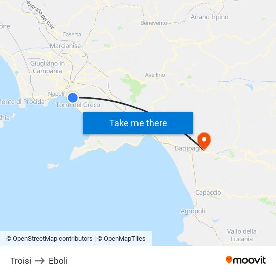 Troisi to Eboli map
