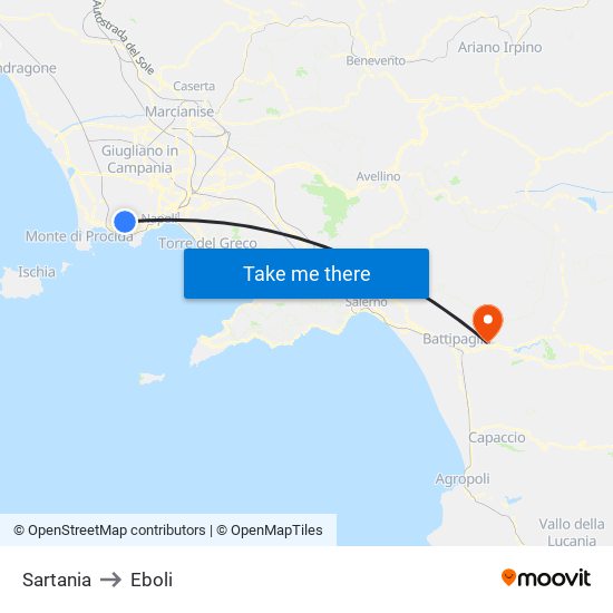 Sartania to Eboli map