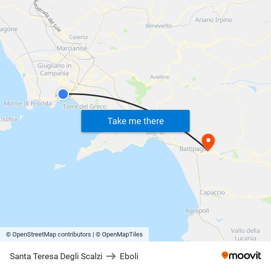 Santa Teresa Degli Scalzi to Eboli map