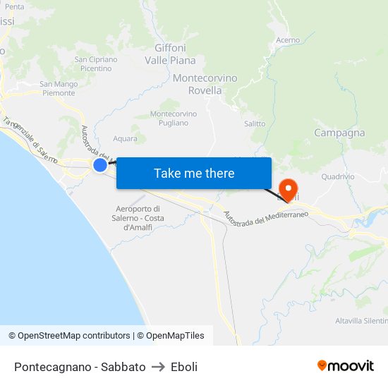 Pontecagnano - Sabbato to Eboli map