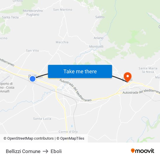 Bellizzi Comune to Eboli map