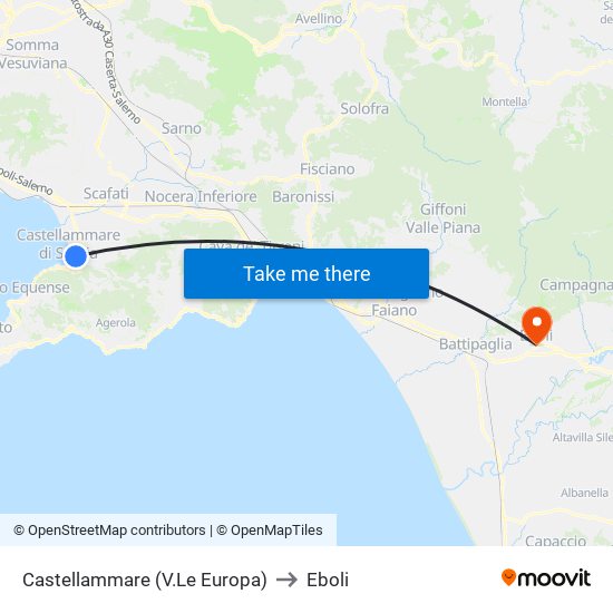 Castellammare (V.Le Europa) to Eboli map
