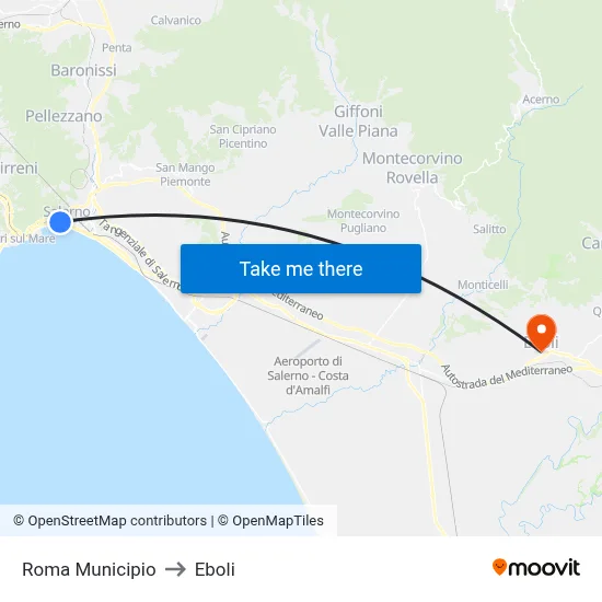 Rome Municipality to Eboli map
