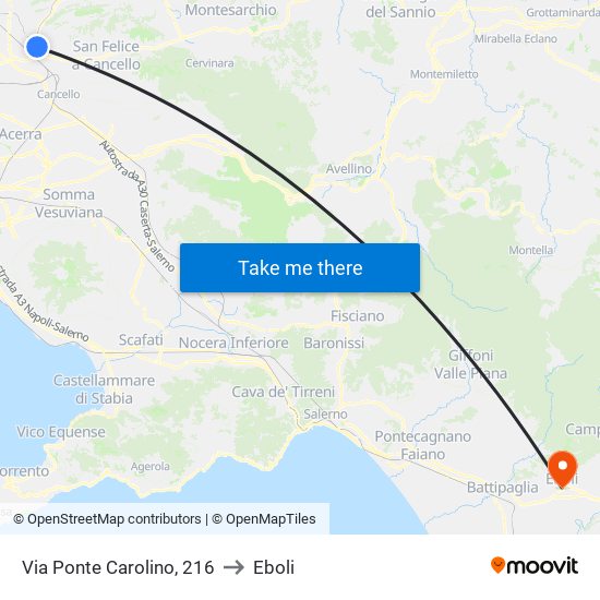 Via Ponte Carolino, 216 to Eboli map