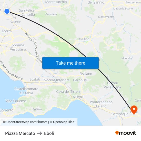 Piazza Mercato to Eboli map