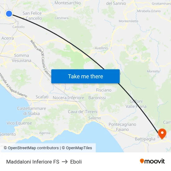 Maddaloni Lower Station to Eboli map