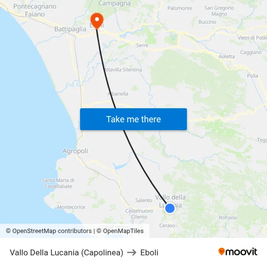 Vallo Della Lucania (Terminal) to Eboli map