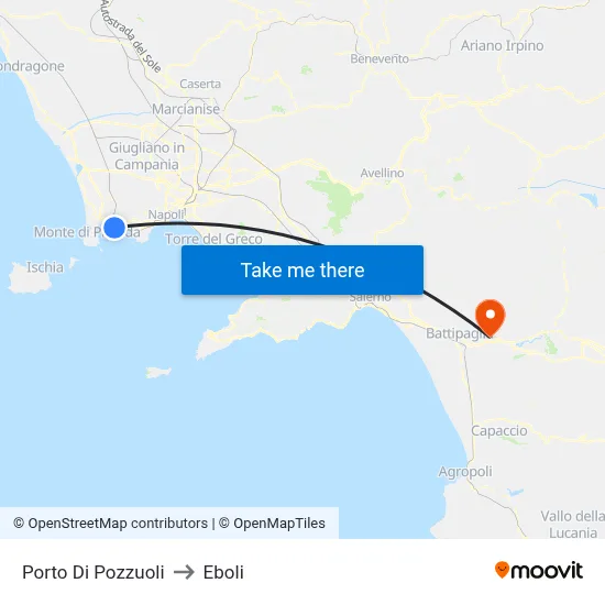 Port of Pozzuoli to Eboli map
