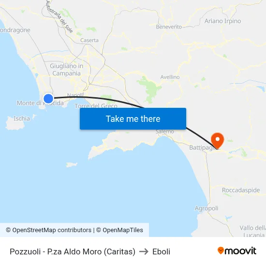 Pozzuoli - P.za Aldo Moro (Caritas) to Eboli map