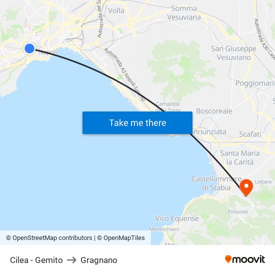 Cilea - Gemito to Gragnano map