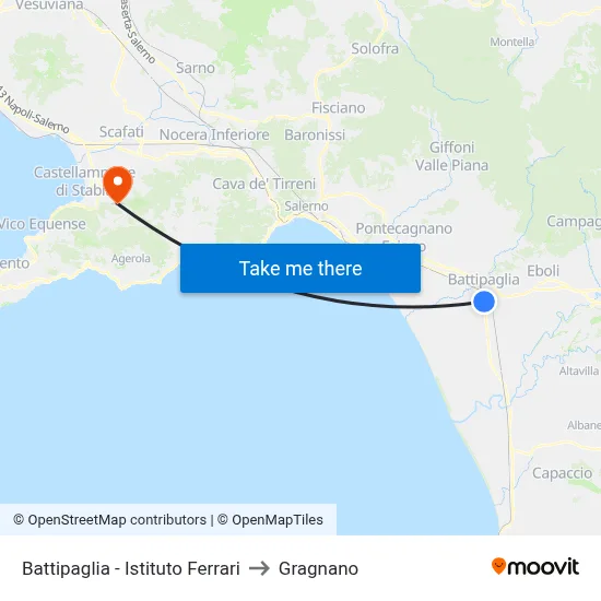 Battipaglia - Istituto Ferrari to Gragnano map