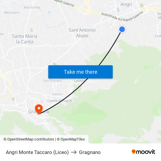 Angri Monte Taccaro (Liceo) to Gragnano map