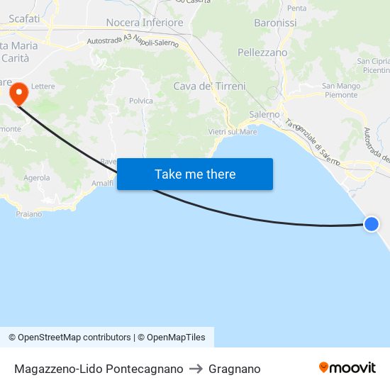 Magazzeno-Lido Pontecagnano to Gragnano map