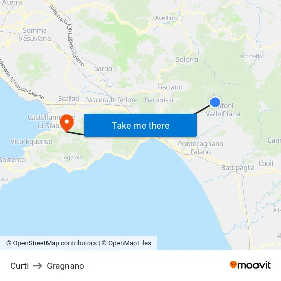 Curti to Gragnano map